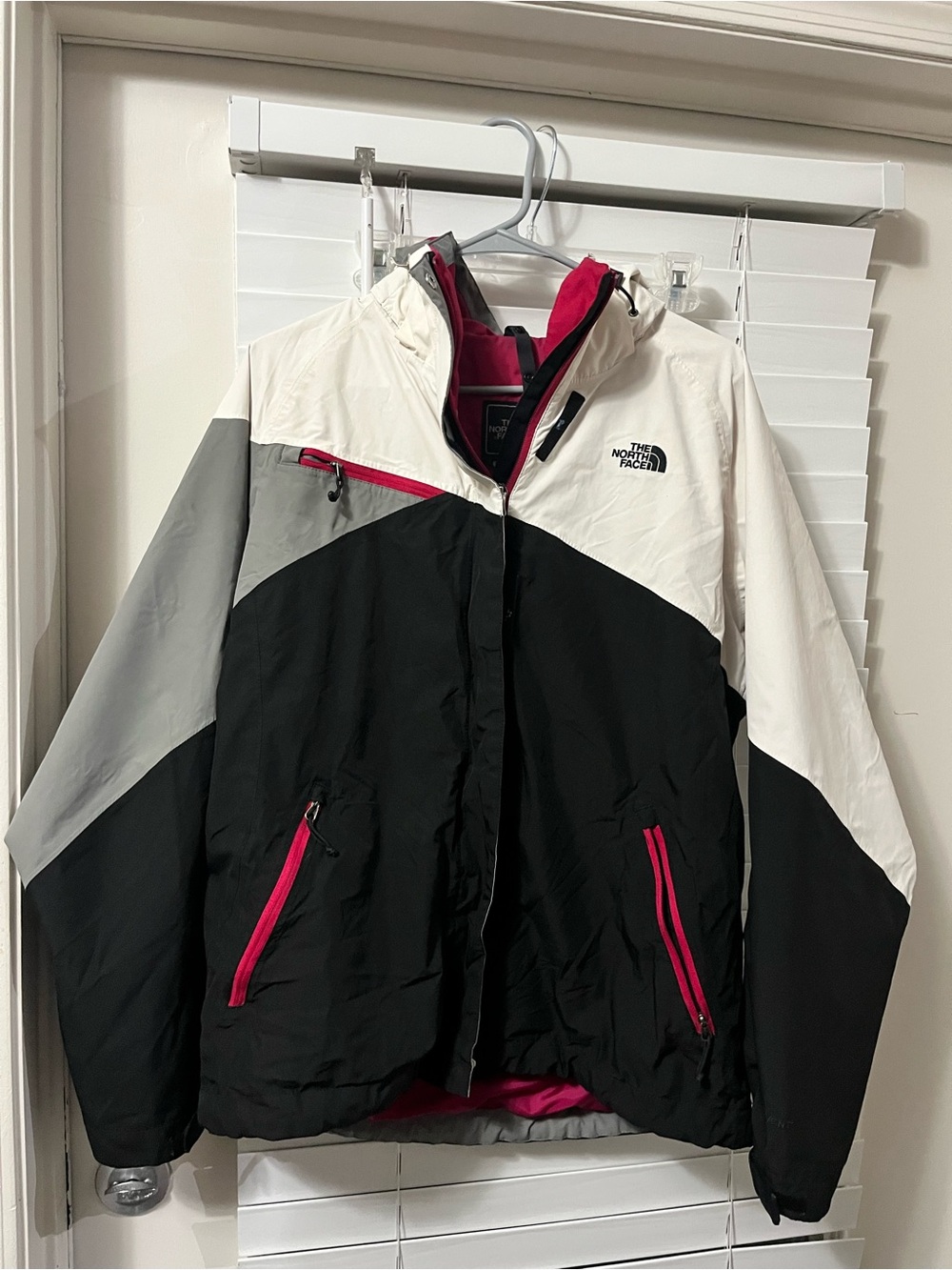 The North Face Women's Black White Gray Jacket with Pink Accents